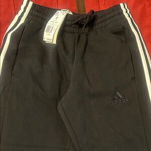 Adidas Kids Black Joggers with White Stripes